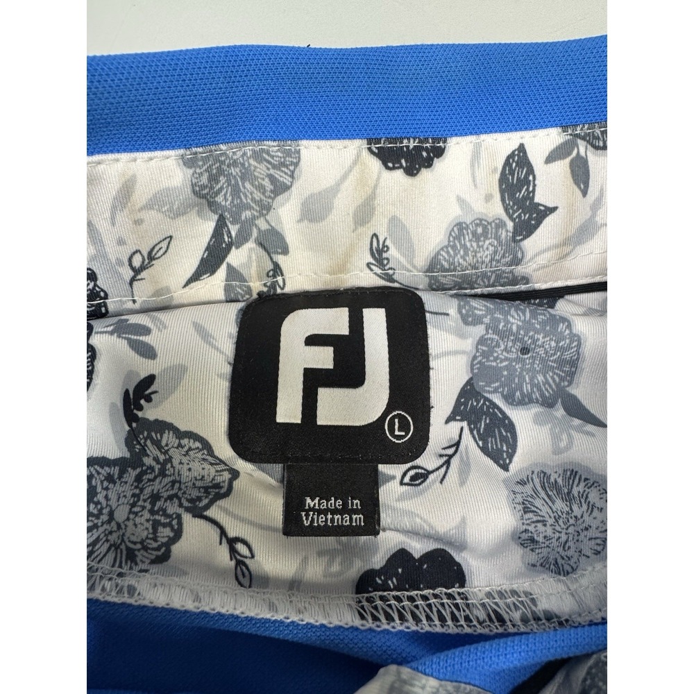 Mens Footjoy FJ Blue Button Collar Golf Polo Shirt Size Large Stretch - Picture 4 of 9